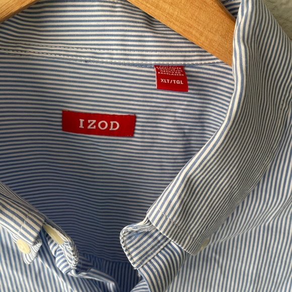 IZOD Blue & White Small Stripe Button Down - Picture 2 of 4